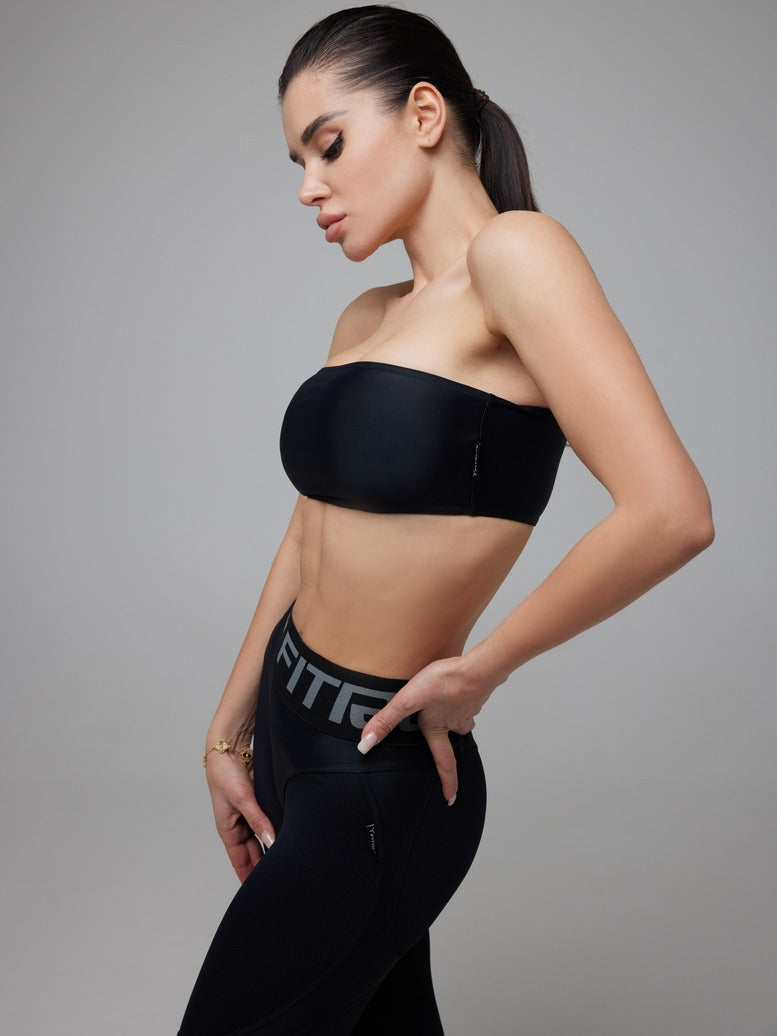 Sports Top FITRUN Bandeau Top "Total Black"