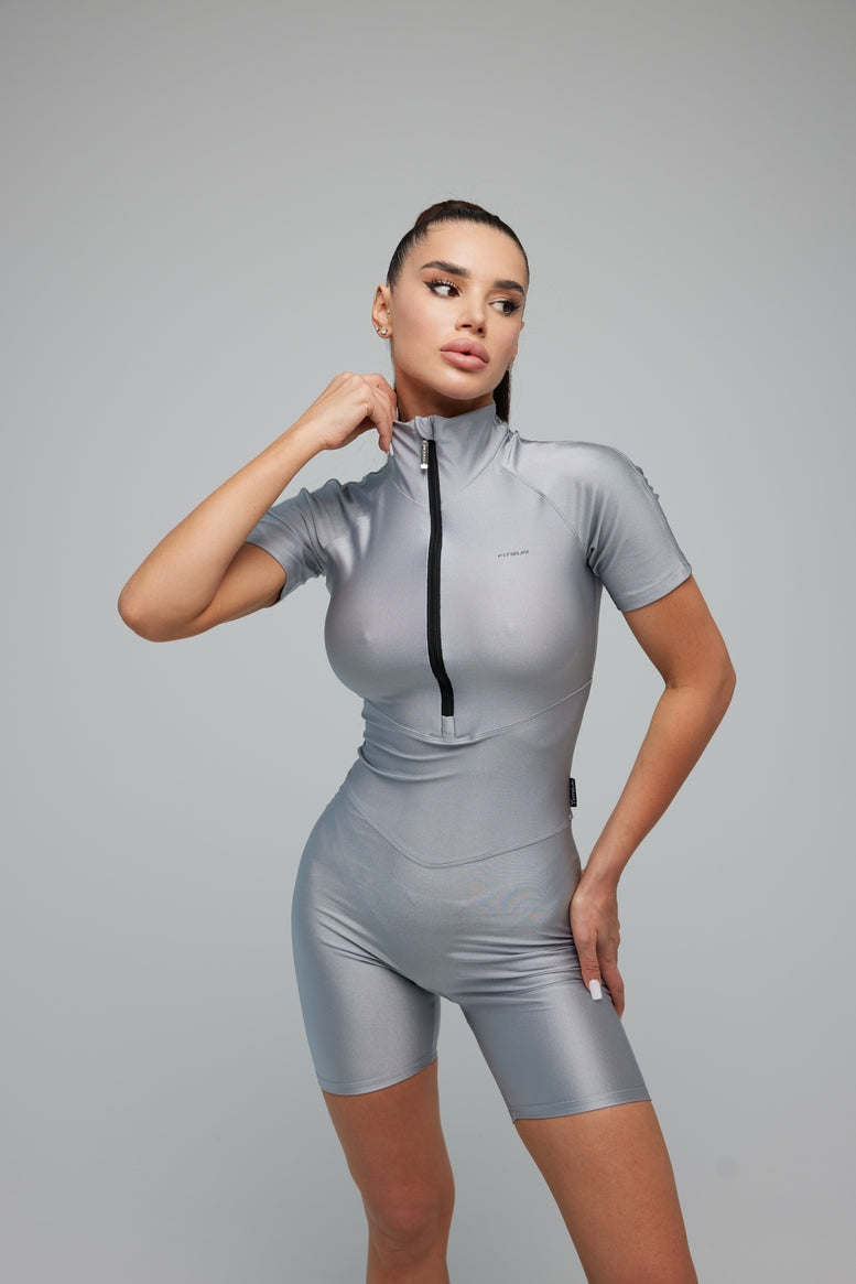 Salopetă FITRUN Jumpsuit Base Short "Total Shine Silver"