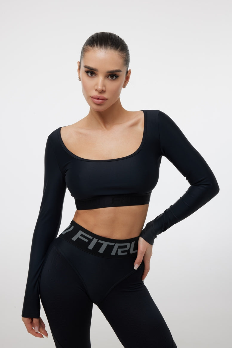 Shortened Rashguard FITRUN Rashguard Bliss "Total Black"