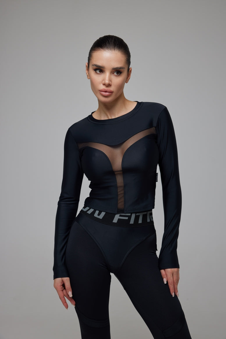 Shortened Rashguard FITRUN Rashguard Y "Total Black"