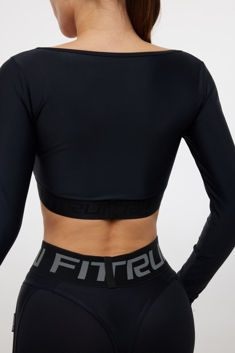 Shortened Rashguard FITRUN Rashguard Bliss "Total Black"