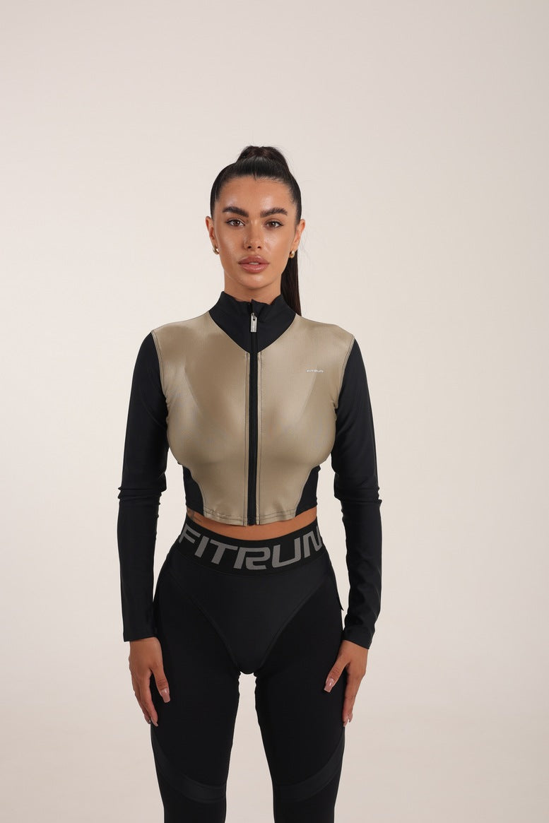 Рашгард FITRUN Rashguard Cropped ZIP "Beige Blaze"