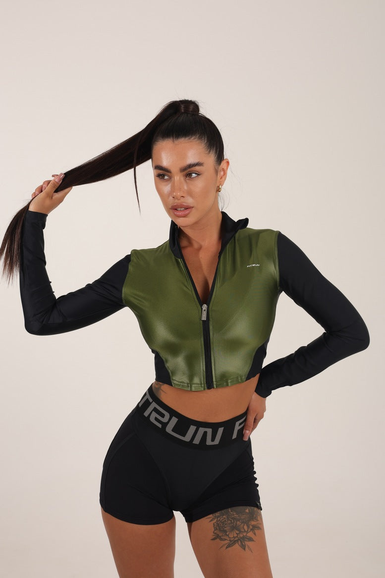 Рашгард FITRUN Rashguard Cropped ZIP "Olive Blaze"