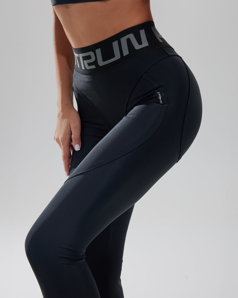 Leggings FITRUN Leggings Super Nuts "Total Black"