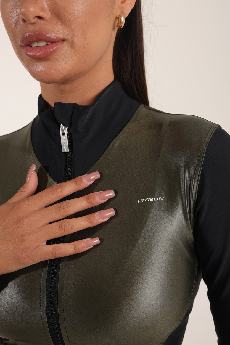 Рашгард FITRUN Rashguard Cropped ZIP "Khaki Blaze"