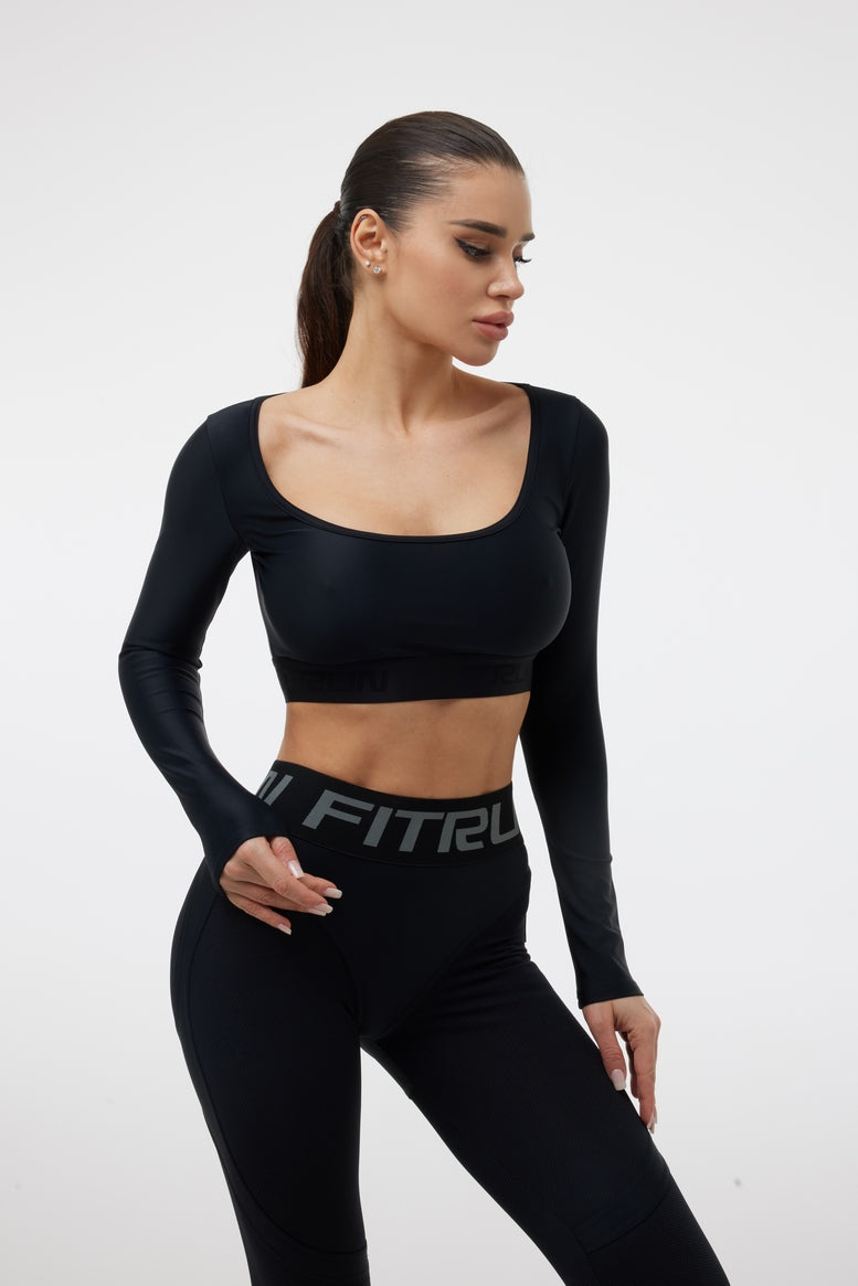Shortened Rashguard FITRUN Rashguard Bliss "Total Black"