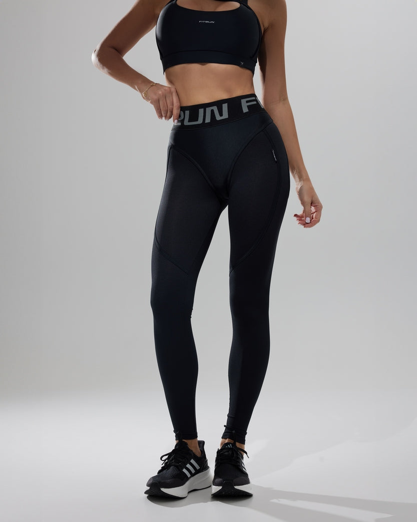 Leggings FITRUN Leggings Super Nuts "Total Black Relief"