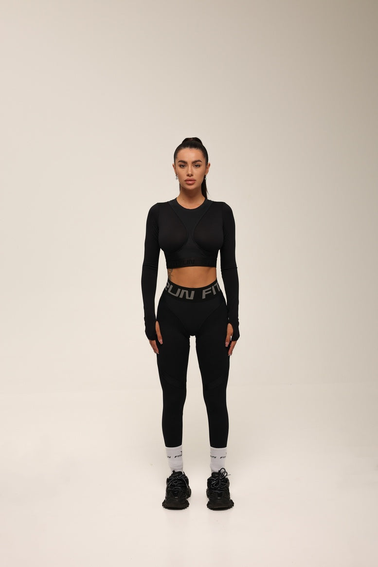 FITRUN Long Sleeve NICE "Total Black Relief"