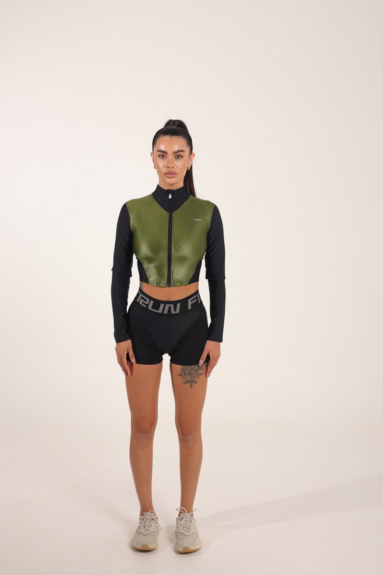 Рашгард FITRUN Rashguard Cropped ZIP "Olive Blaze"