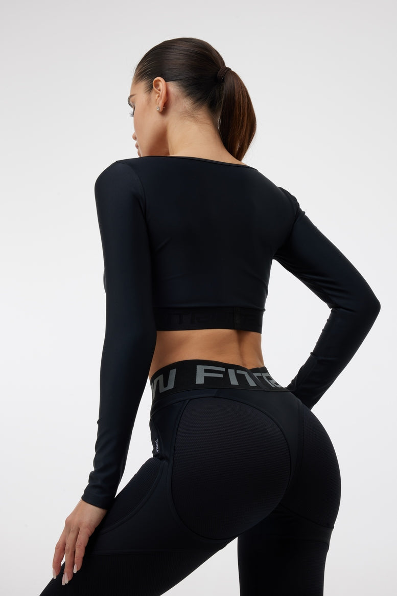 Shortened Rashguard FITRUN Rashguard Bliss "Total Black"
