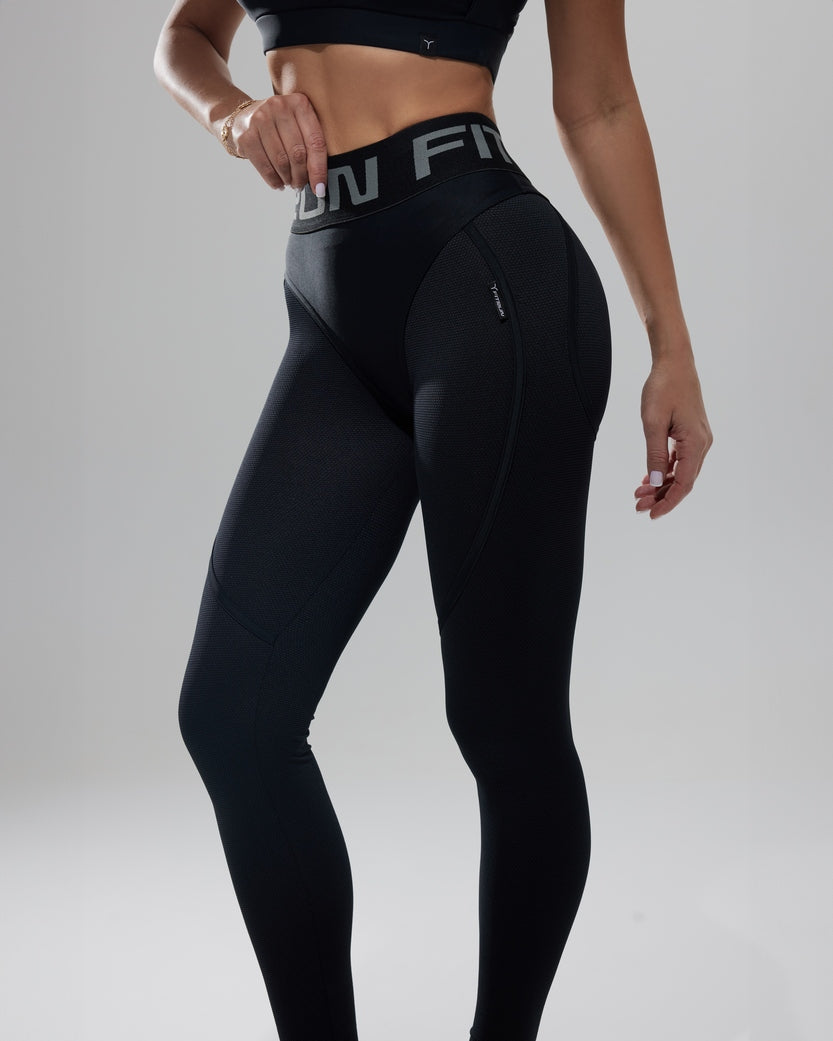 Leggings FITRUN Leggings Super Nuts "Total Black Relief"