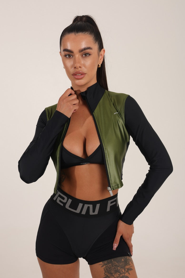 Рашгард FITRUN Rashguard Cropped ZIP "Olive Blaze"