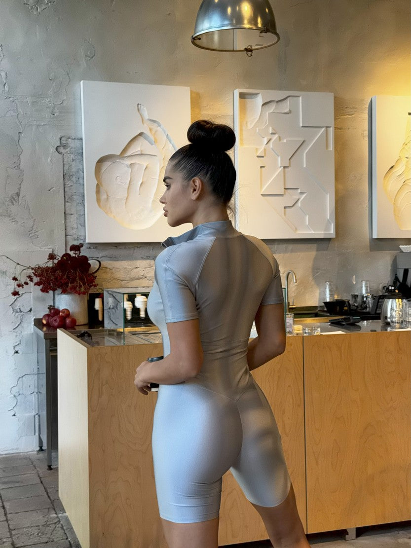 Salopetă FITRUN Jumpsuit Base Short "Total Shine Silver"