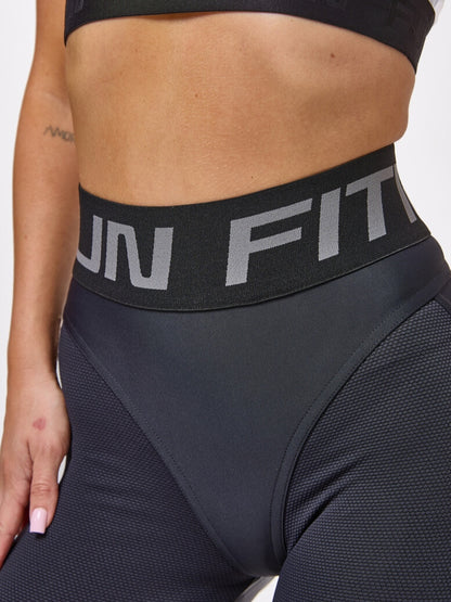 Leggings FITRUN Leggings Super Nuts Push-Up "Total Black Relief"