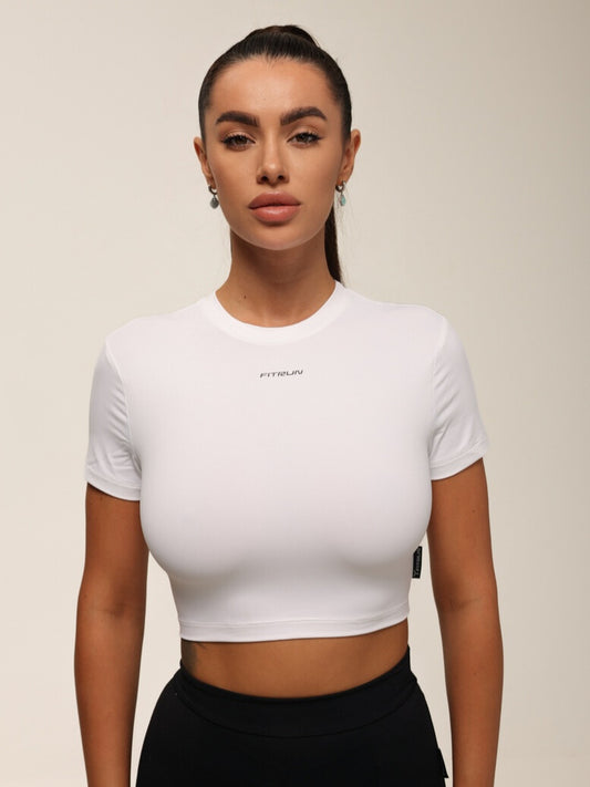 Cropped T-shirt FITRUN T-shirt Short SKIN BASE "White VE"