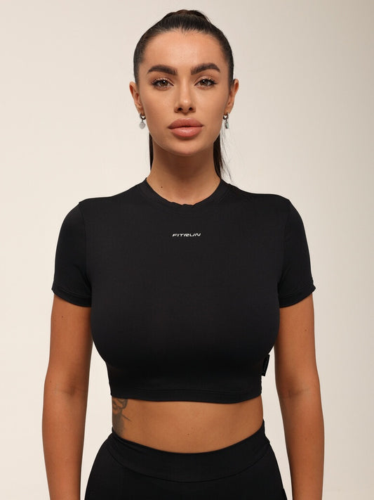 Cropped T-shirt FITRUN T-shirt Short SKIN BASE "Black VE"