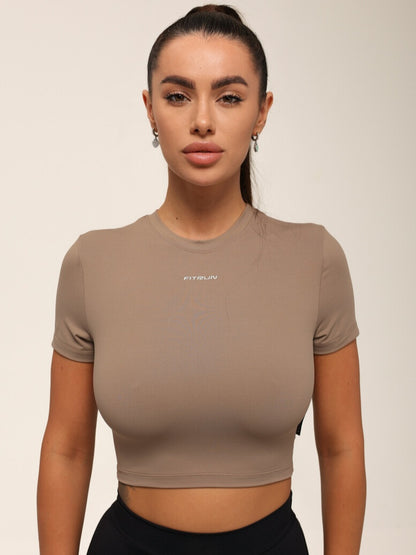 Cropped T-shirt FITRUN T-shirt Short SKIN BASE "Sand VE"