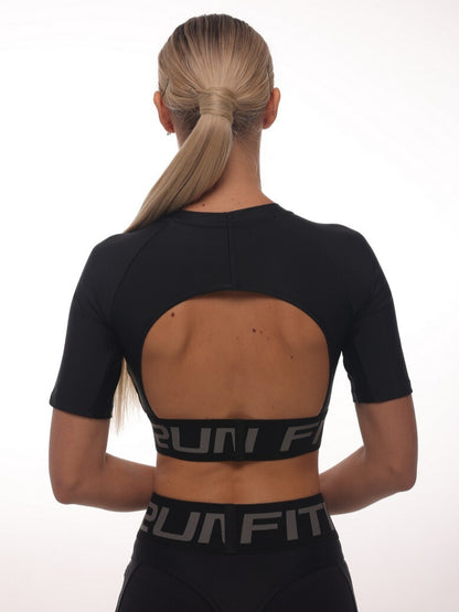FITRUN T-shirt Open Back "Total Black"