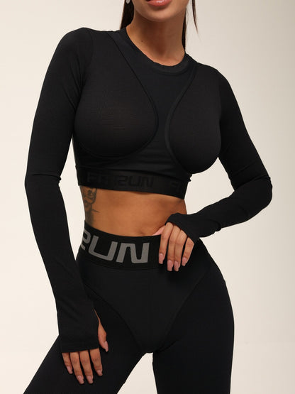 FITRUN Long Sleeve NICE "Total Black Relief"