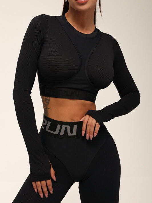 FITRUN Long Sleeve NICE "Total Black Relief"