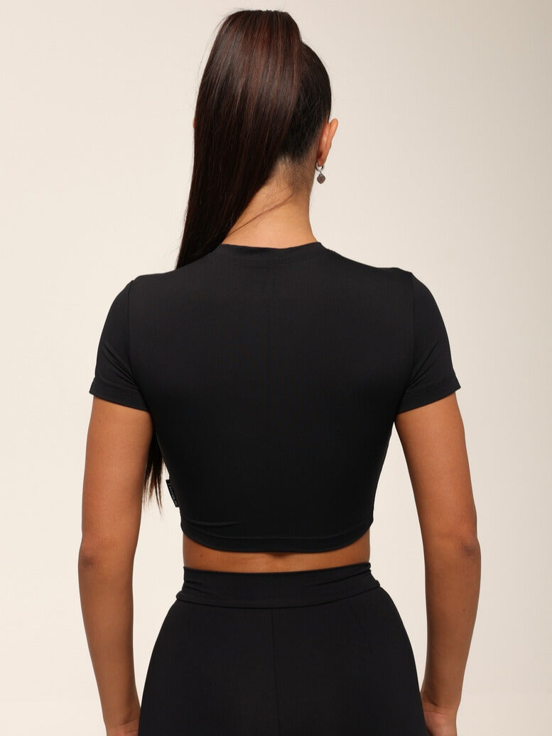 Cropped T-shirt FITRUN T-shirt Short SKIN BASE "Black VE"