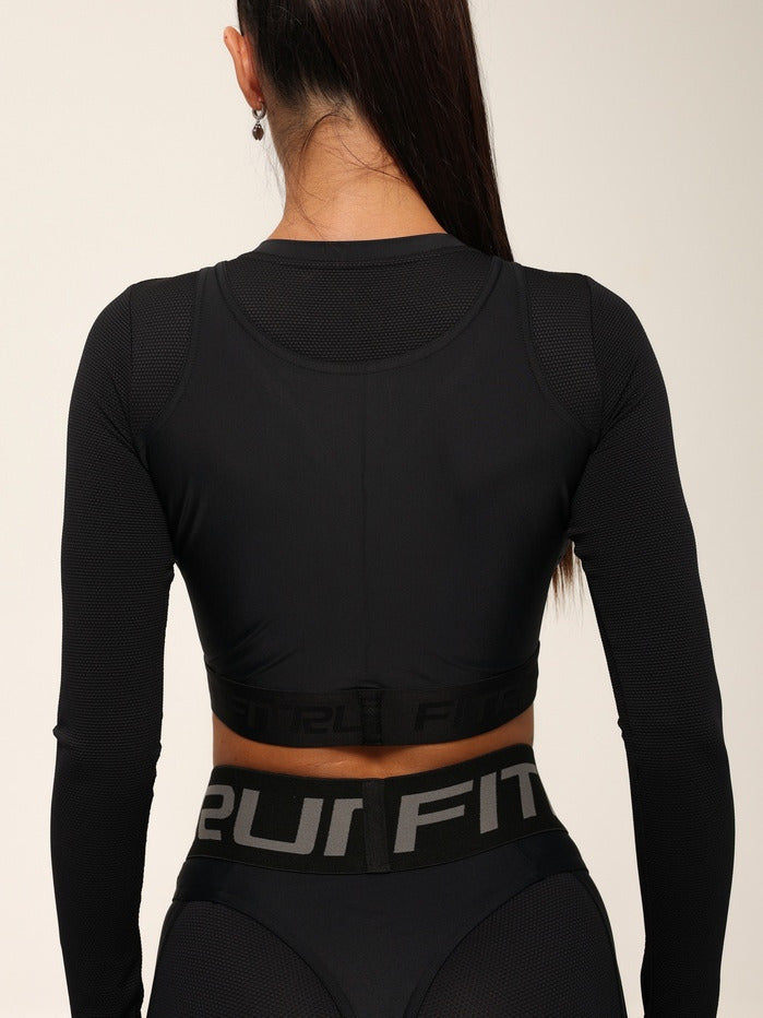 FITRUN Long Sleeve NICE "Total Black Relief"