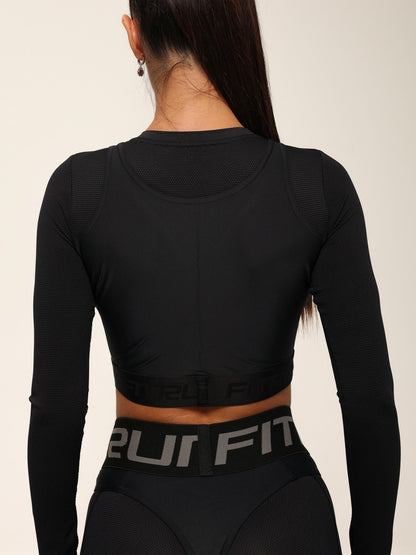 FITRUN Long Sleeve NICE "Total Black Relief"