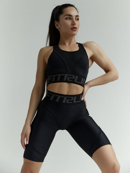 Cycling Short FITRUN Cycling Super Nuts "Total Black"