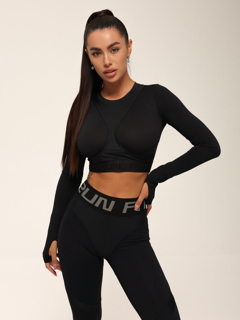 FITRUN Long Sleeve NICE "Total Black Relief"