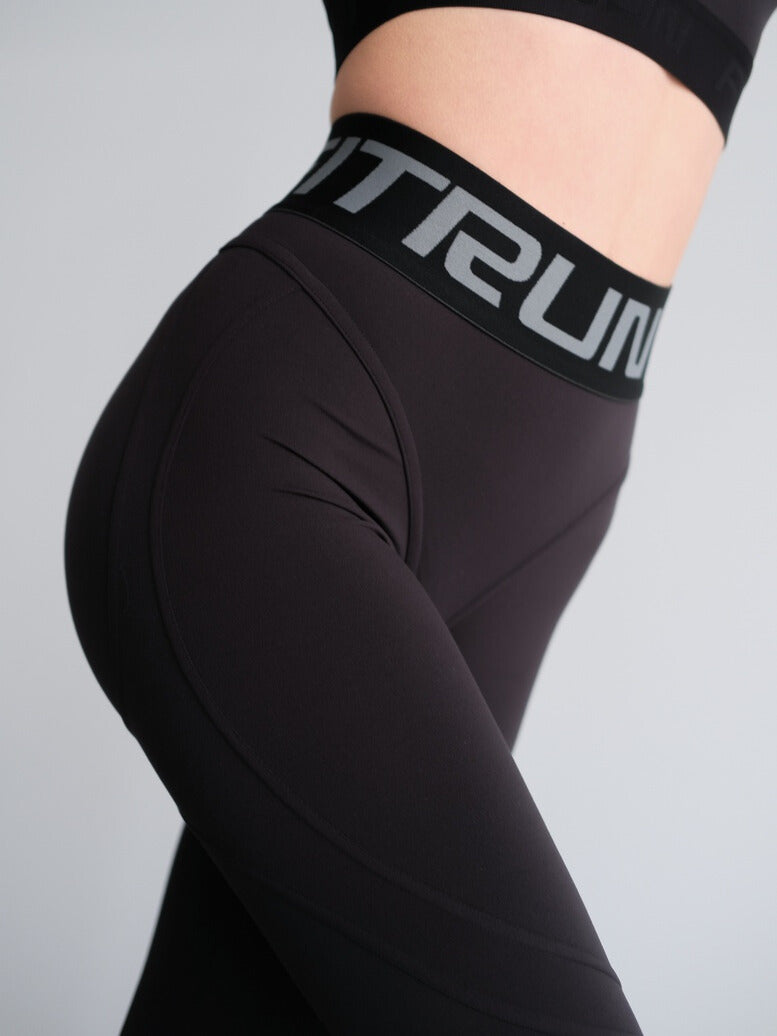 Leggings FITRUN Leggings Super Nuts Push-Up "Total Black Soft"
