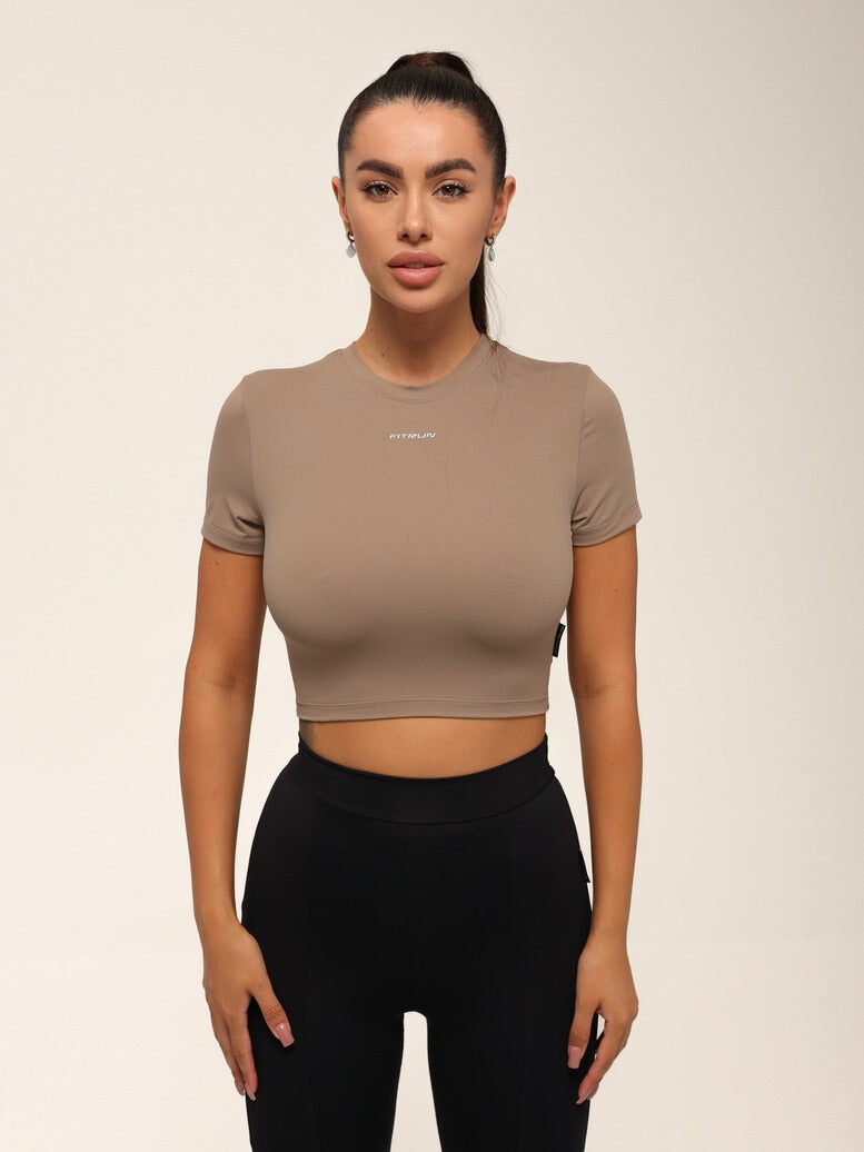 Cropped T-shirt FITRUN T-shirt Short SKIN BASE "Sand VE"