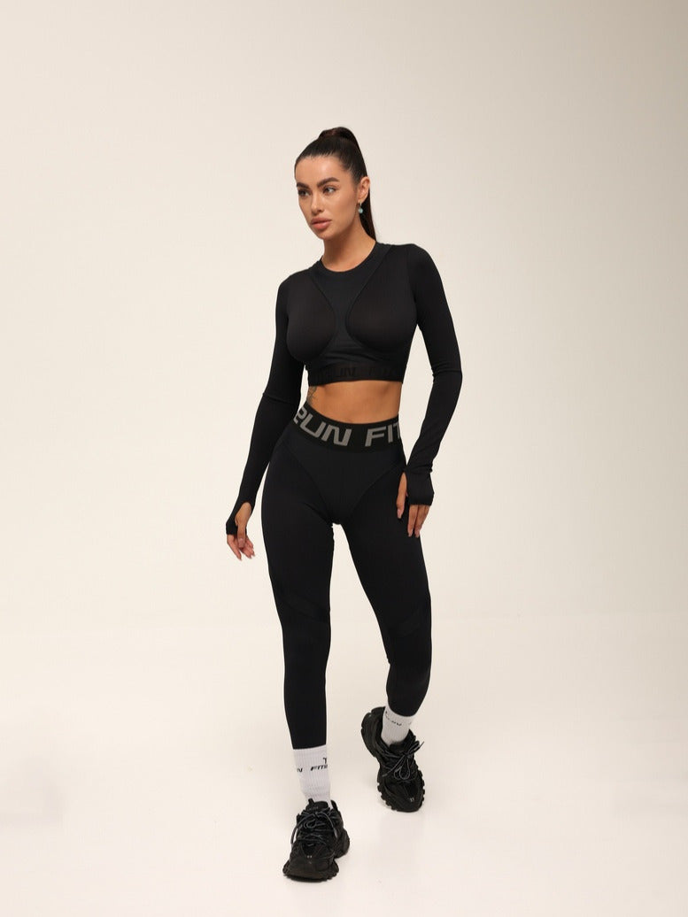 FITRUN Long Sleeve NICE "Total Black Relief"