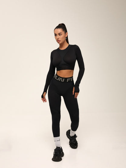 FITRUN Long Sleeve NICE "Total Black Relief"