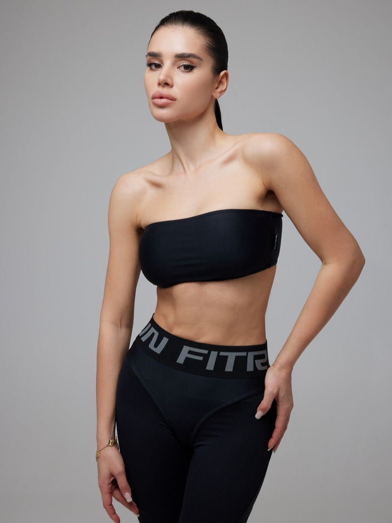 Sports Top FITRUN Bandeau Top "Total Black"