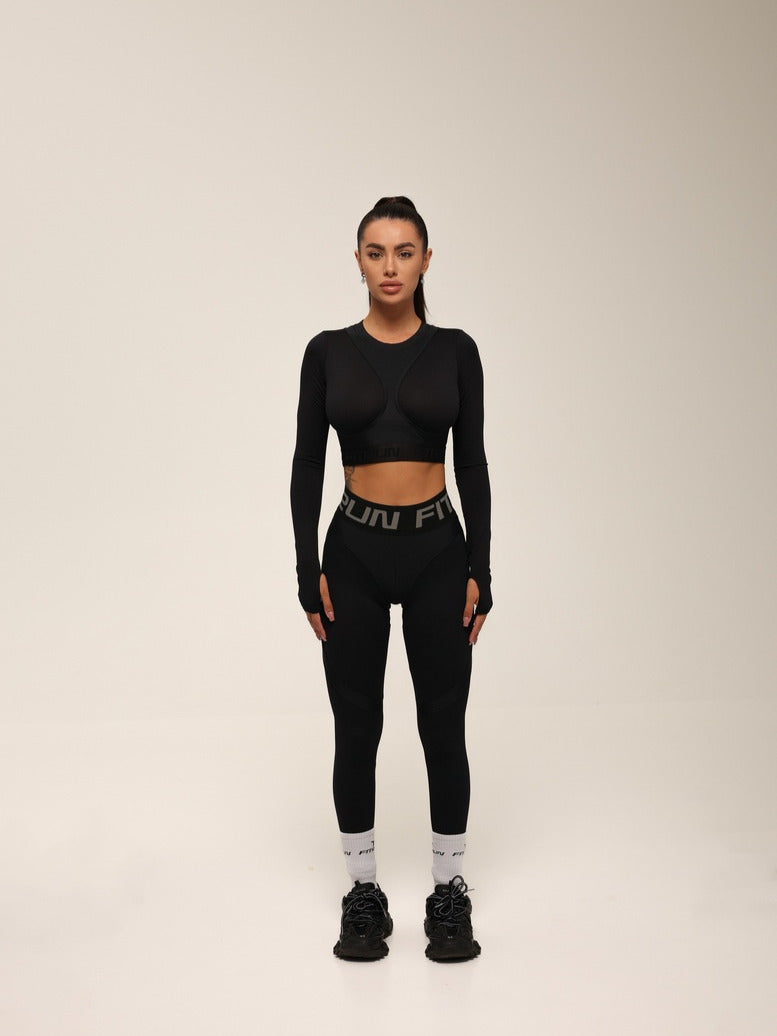 FITRUN Long Sleeve NICE "Total Black Relief"