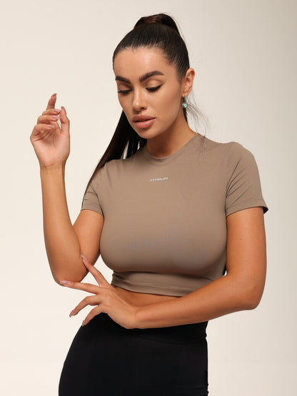 Cropped T-shirt FITRUN T-shirt Short SKIN BASE "Sand VE"