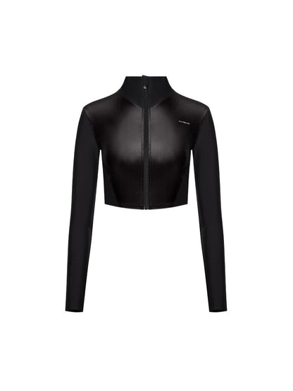 FITRUN Long Sleeve Cropped ZIP "Black Blaze"