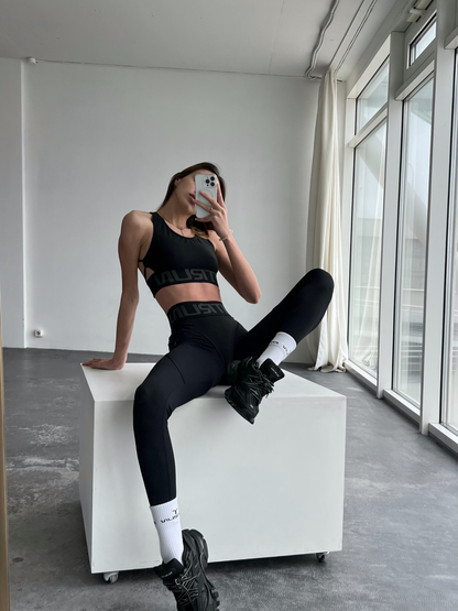 Leggings FITRUN Leggings Super Nuts "Total Black Relief"