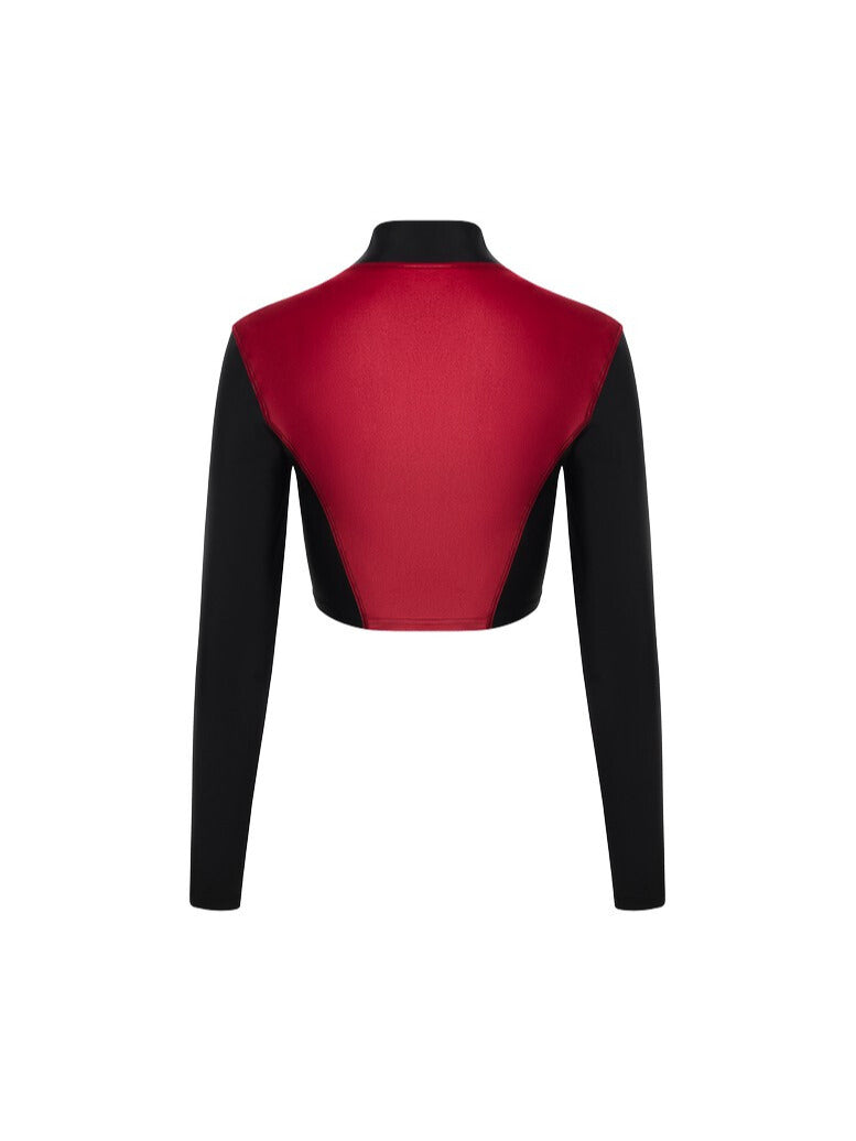 FITRUN Long Sleeve Cropped ZIP Top "Wine Blaze"