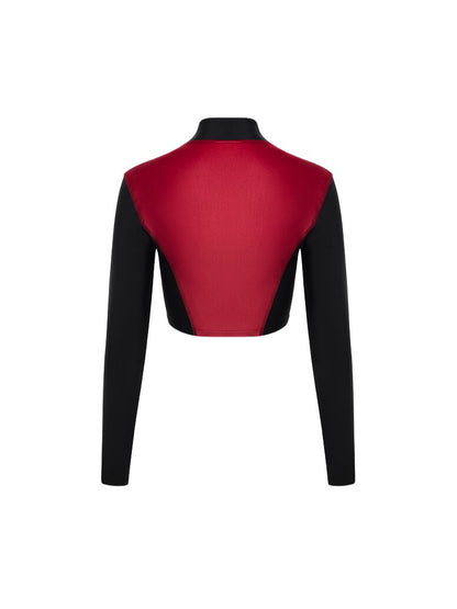 FITRUN Long Sleeve Cropped ZIP Top "Wine Blaze"