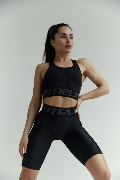 Cycling Short FITRUN Cycling Super Nuts "Total Black"