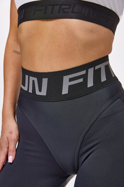 Leggings FITRUN Leggings Super Nuts Push-Up "Total Black Relief"