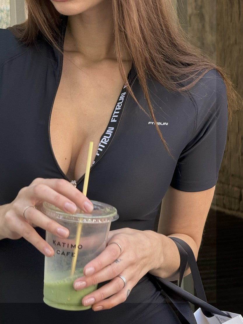 Salopetă FITRUN Jumpsuit Base Short "Total Black"