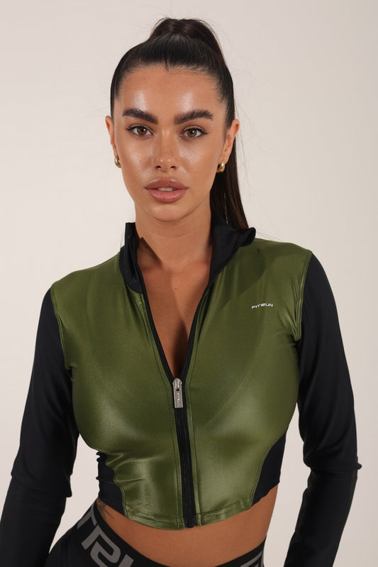 Рашгард FITRUN Rashguard Cropped ZIP "Olive Blaze"