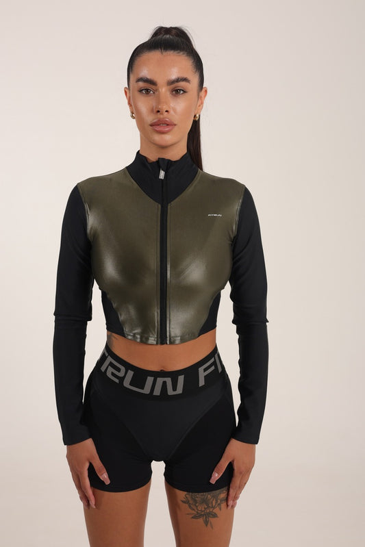 Рашгард FITRUN Rashguard Cropped ZIP "Khaki Blaze"