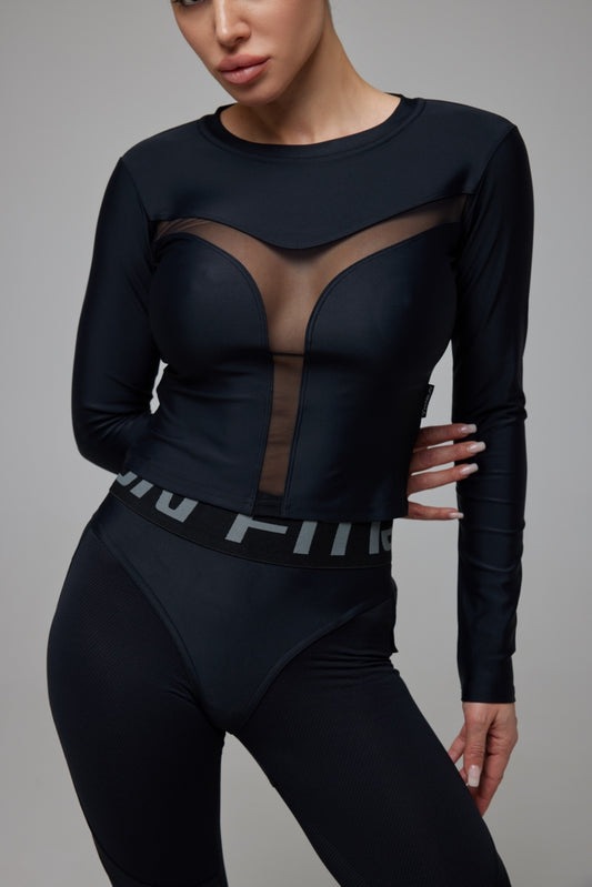 Shortened Rashguard FITRUN Rashguard Y "Total Black"