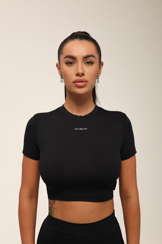 Футболка укорочена FITRUN T-shirt Short SKIN BASE "Black VE"