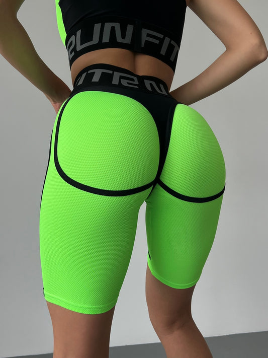 Cycling Short FITRUN Cycling Super Nuts "Neon Green Relief"