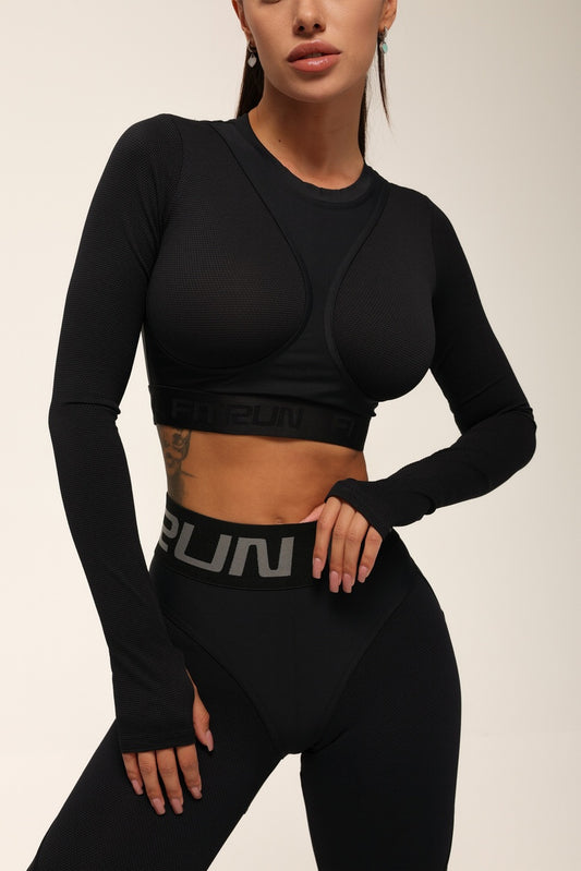 FITRUN Long Sleeve NICE "Total Black Relief"