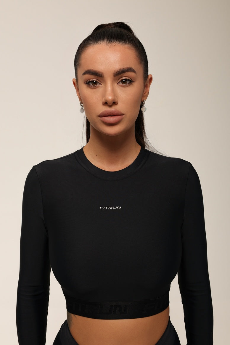 Shortened Rashguard FITRUN Rashguard Midi "Total Black"